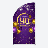 Lofaris Purple Gold Balloon Lights Birthday Half Moon Arch Backdrop